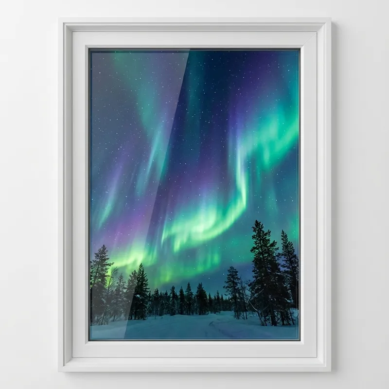 A new Aurora Direct casement window framing the northern lights